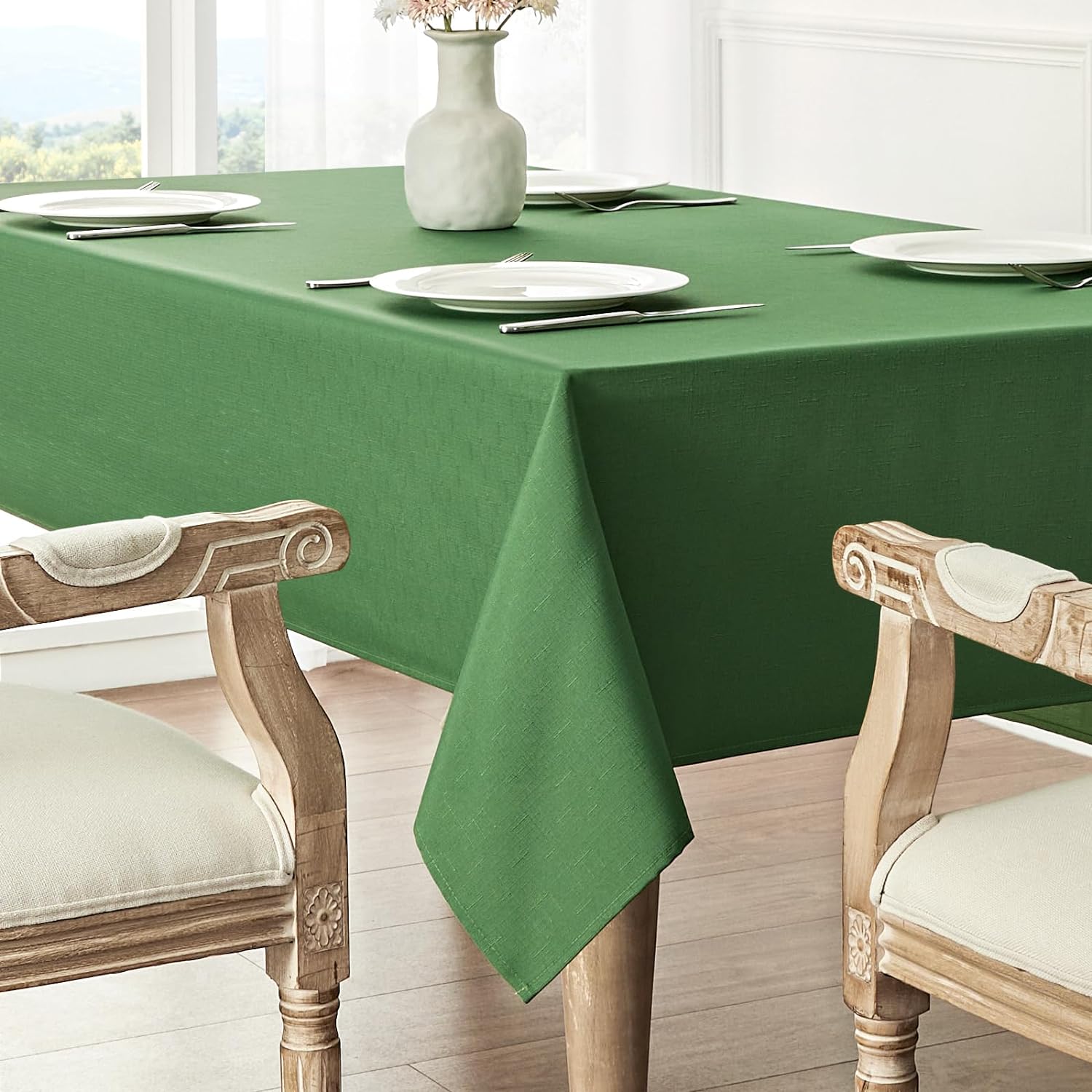 Mantel rectangular impermeable de 52 x 70 pulgadas, mantel texturizado de lino, resistente a las manchas y a las arrugas, lavable, mantel de tela