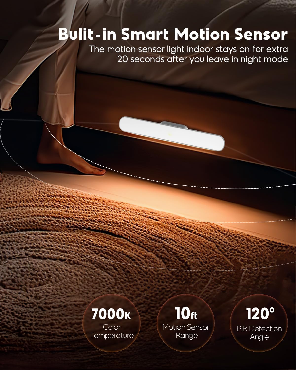 Luces para debajo del gabinete, 78 luces LED que funcionan con pilas, luces de armario, luz con sensor de movimiento para interiores, luz nocturna