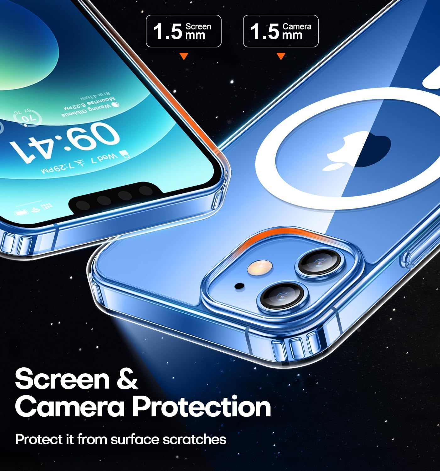 CANSHN Funda magnética diseñada para iPhone 1212 Pro transparente, compatible con carga inalámbrica MagSafe no se pone amarillenta y probada contra