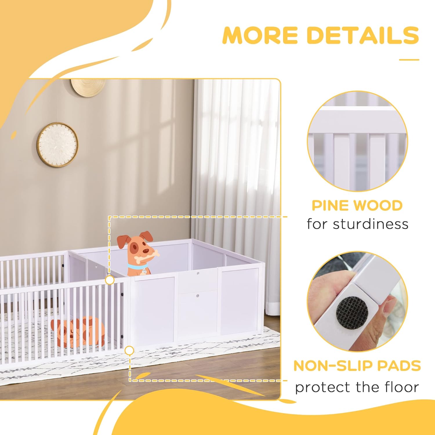 PawHut Caja de parto para perros construida para la comodidad de la madre, corral de parto para perros con puertas extraíbles, corral para cachorros