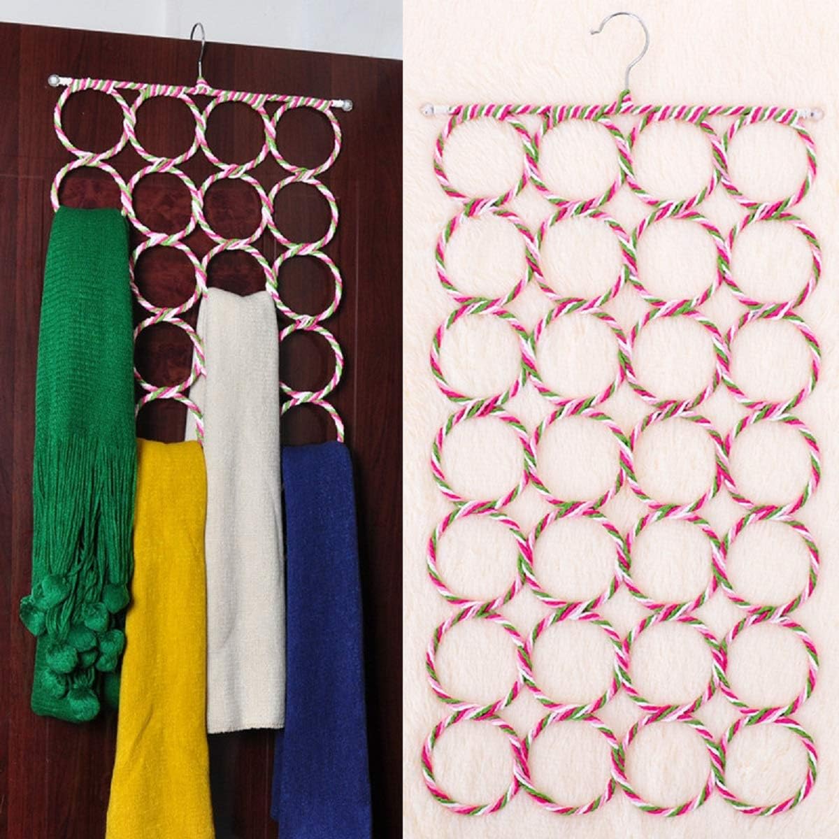28 círculos para ropa, corbata, bufanda, percha, organizador de soporte de estante de bricolaje