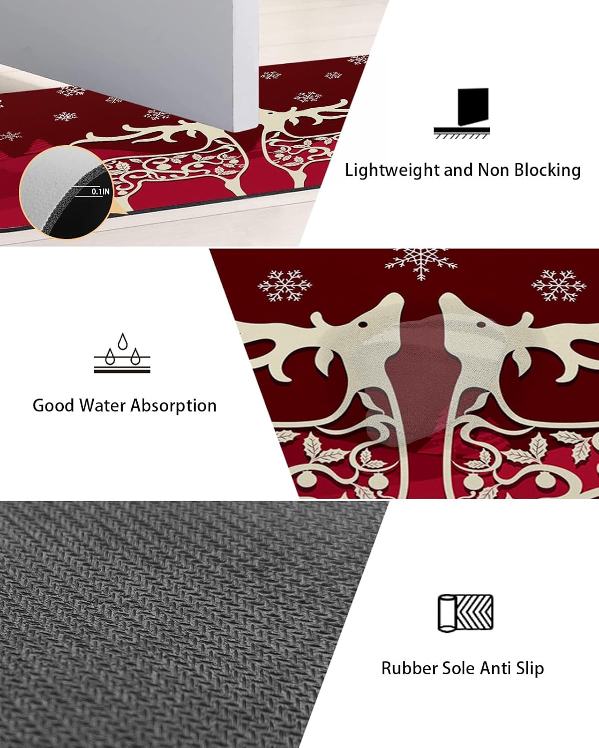 Tapete de baño de Navidad para bañera, antideslizante, de secado rápido y absorbente, tierra de diatomeas, fregadero, dormitorio, cocina, tapete