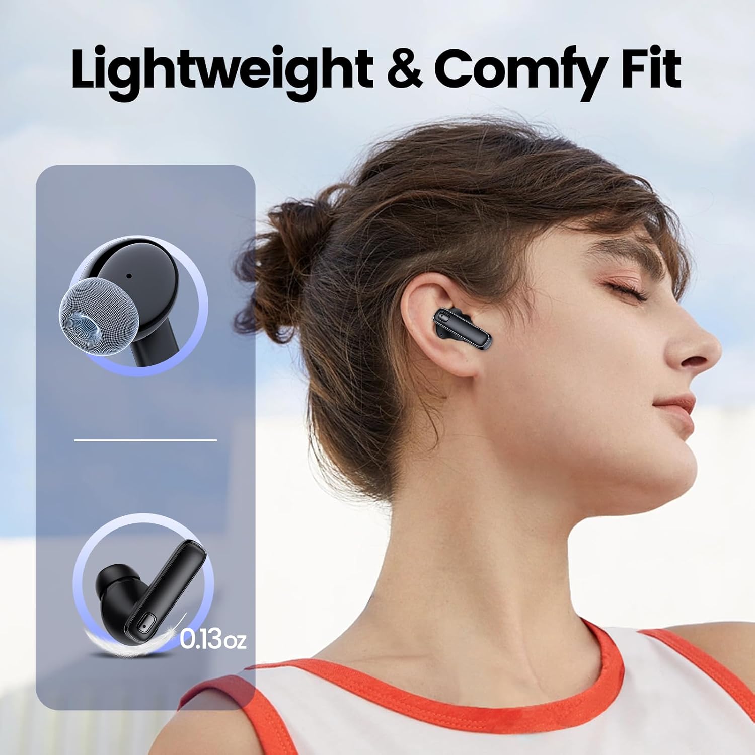 Auriculares inalámbricos con auriculares de 68 horas de reproducción Bluetooth 5.3 con pantalla de alimentación dual, estuche de carga IPX7,