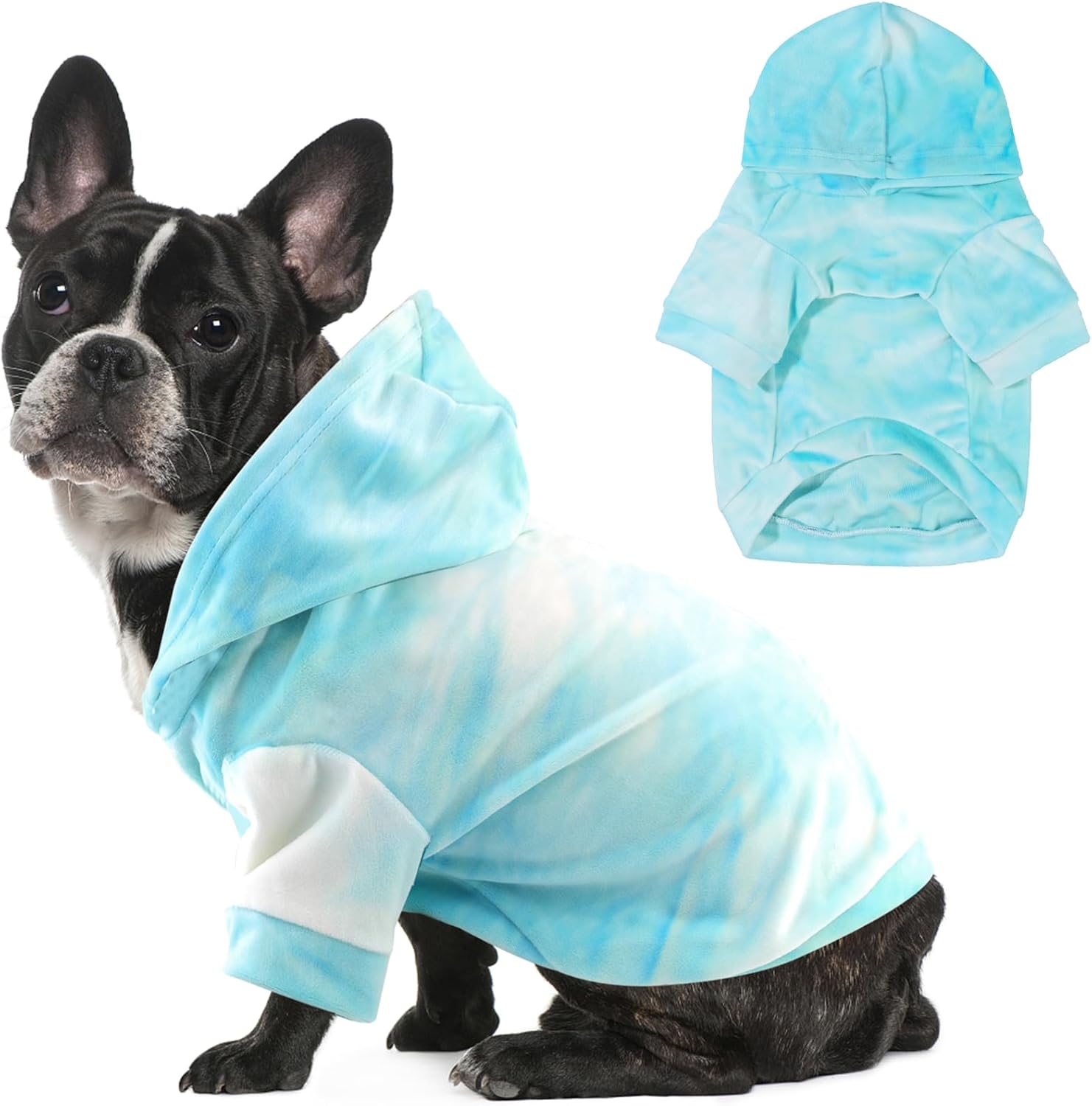 Mklhgty Sudadera con capucha para perro, teñido anudado, para cachorros, abrigo para clima frío, ropa para mascotas para perros y gatos
