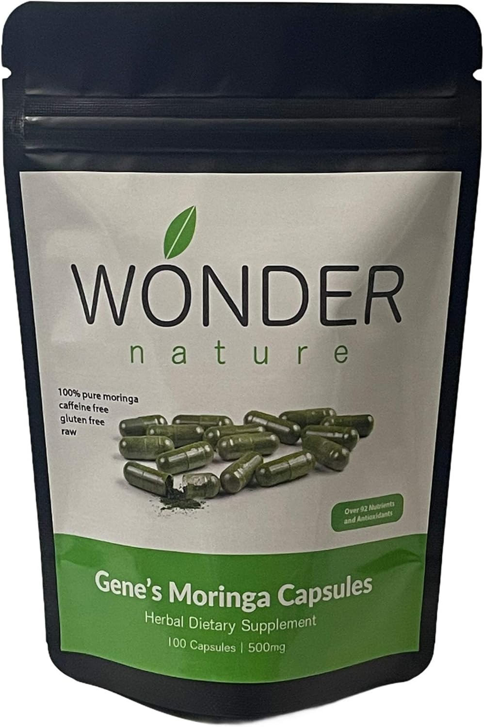 Gene’s Moringa Fine Green Powder 100 Veg. Cápsulas, alta potencia, enfoque energético y alerta, aumenta el sistema inmunológico