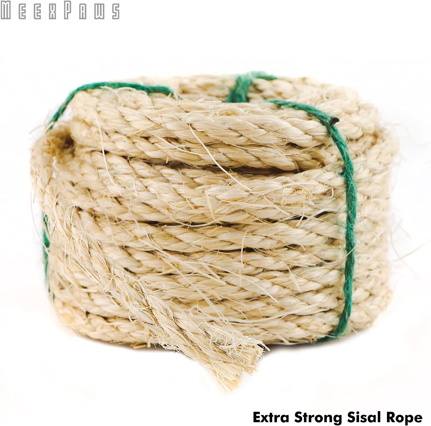 MEEXPAWS Repuesto de cuerda de sisal fuerte natural para postes rascadores de gatos  Cintas adhesivas para enrollar fácil y apretadas  Diámetro de