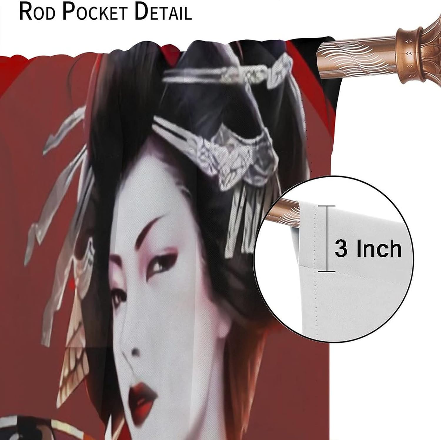 Cortina de geisha japonesa con reducción de ruido para el hogar, cocina, oficina, cafetería, 2 paneles de 42 x 45 pulgadas