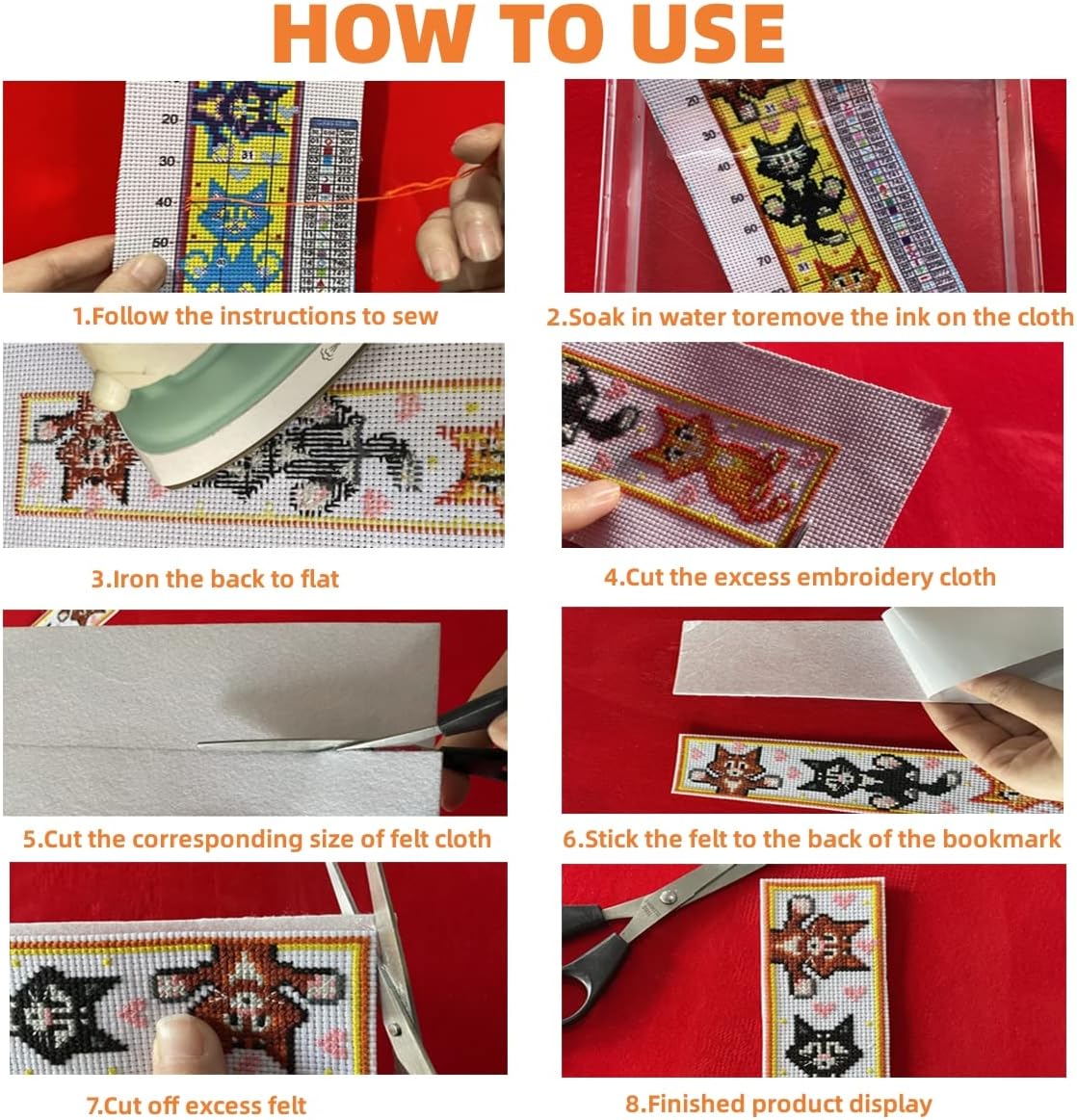 ZuoAnLF Juego de 6 marcapáginas de punto de cruz, marcapáginas bordado estampado para adultos y niños, kits de punto de cruz para principiantes, 14