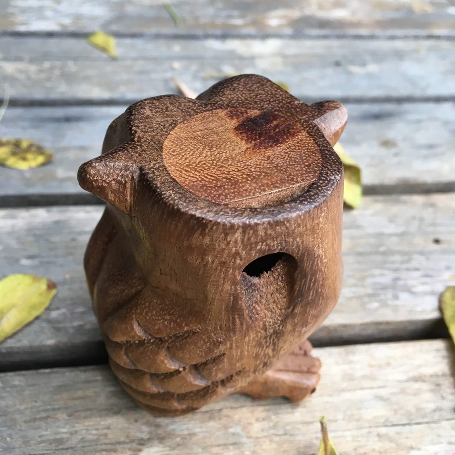 Juego de 3 instrumentos musicales de rana, grillo y búho de percusión de madera de Tailandia, decoración de oficina en casa, bonito regalo (mediano)