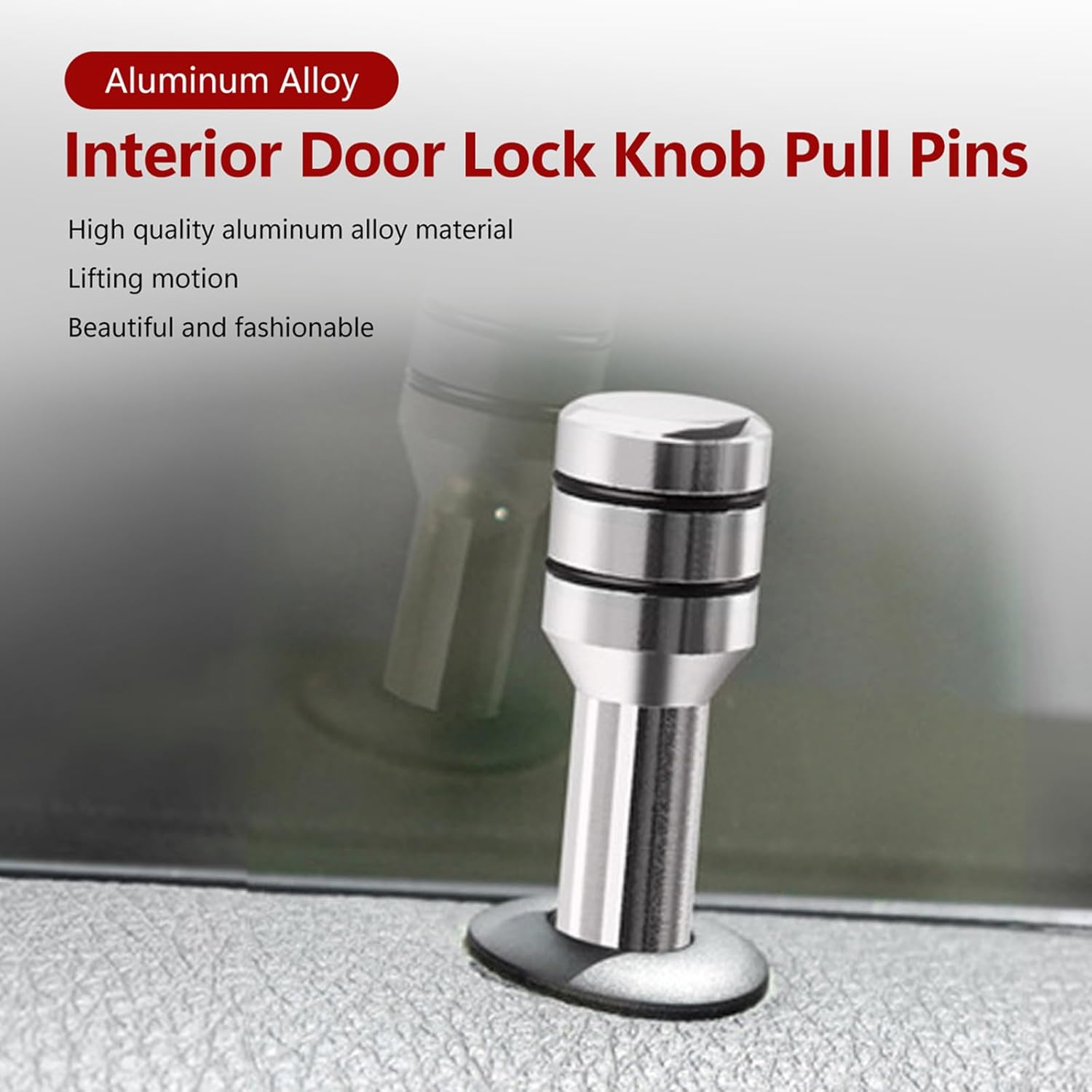 4 pomos de bloqueo de puerta de automóvil de 1.92 x 0.47 pulgadas, pasadores de aleación de aluminio para cerraduras de puerta interior, decoración