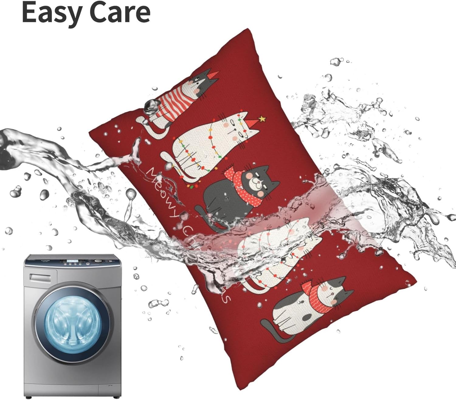 Juego de 2 fundas de almohada de Navidad de 12 x 20 pulgadas, lindas fundas decorativas de invierno de lino, color rojo, fundas de almohada de