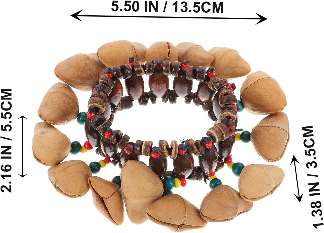 Milisten Tambora Dominicana – Paquete de 2 pulseras africanas de concha de nuez africana, instrumentos musicales, campanilla de tuerca africana,