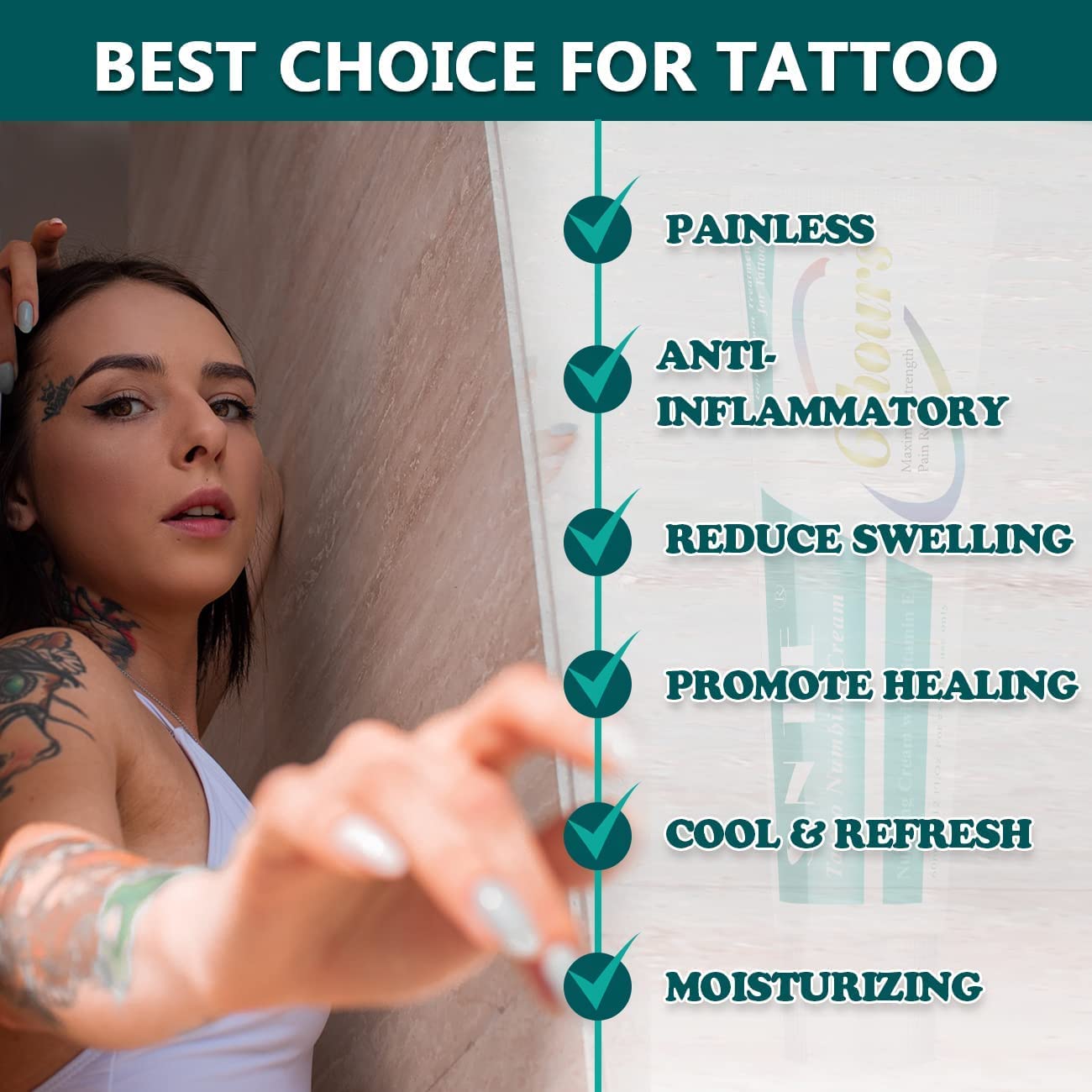Crema anestésica para tatuajes extra fuerte, (6.35 oz) 3 tubos × 2.12 onzas 6-8 horas de larga duración crema adormecedora de tatuajes extra fuerte,