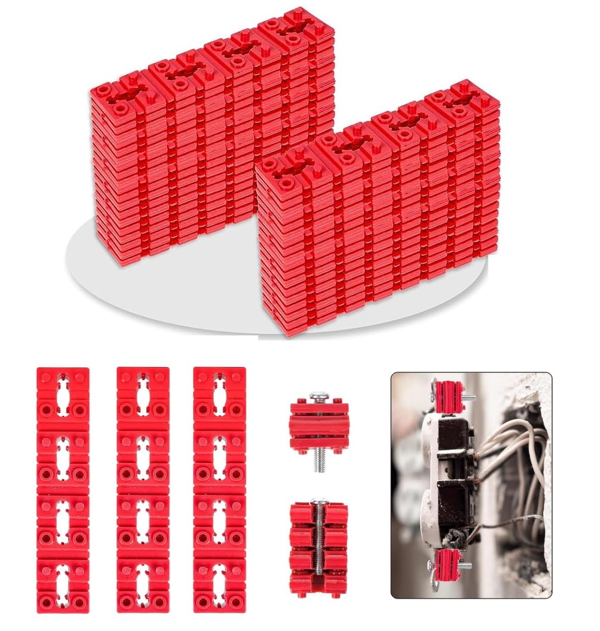Separador de interruptor y receptáculo, espaciadores de salida para caja eléctrica, 100 piezas espaciadores de toma de corriente eléctrica, extensor
