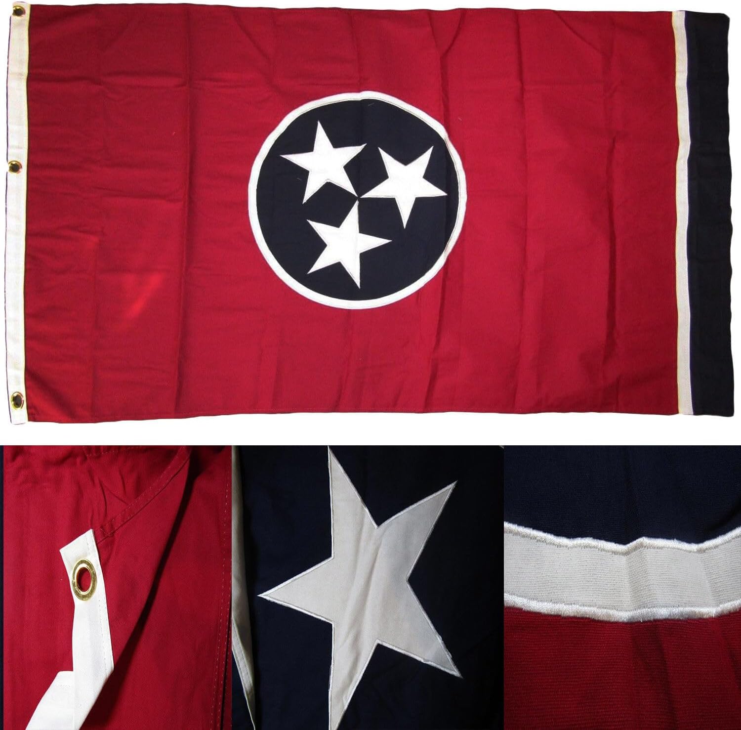 Premium 5×9.5 ft Embroidered State of Tennessee TN States Cotton Casket Flag
