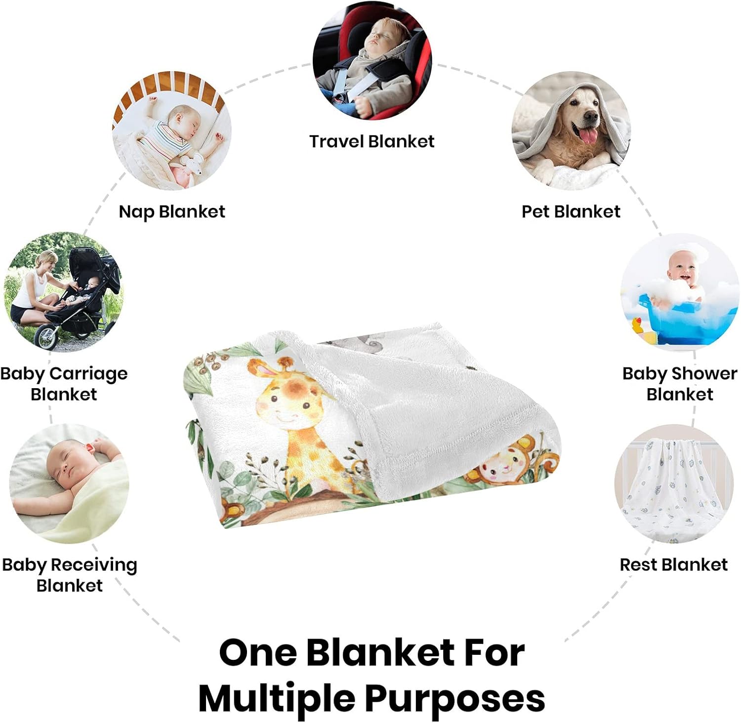 Manta de bebé personalizada de animales de la selva con nombre, manta de bebé personalizada para niños y niñas, manta de aventura que espera cosas,