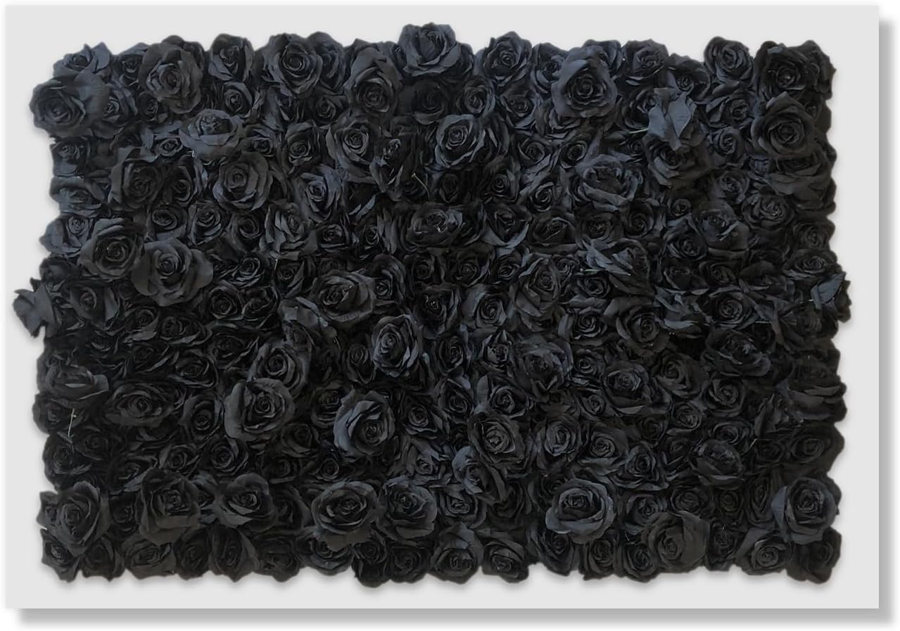 Arte artificial para pared, ensamblado en una variedad de colores y estilos (rosas negras, marco blanco, 45 x 30 pulgadas)