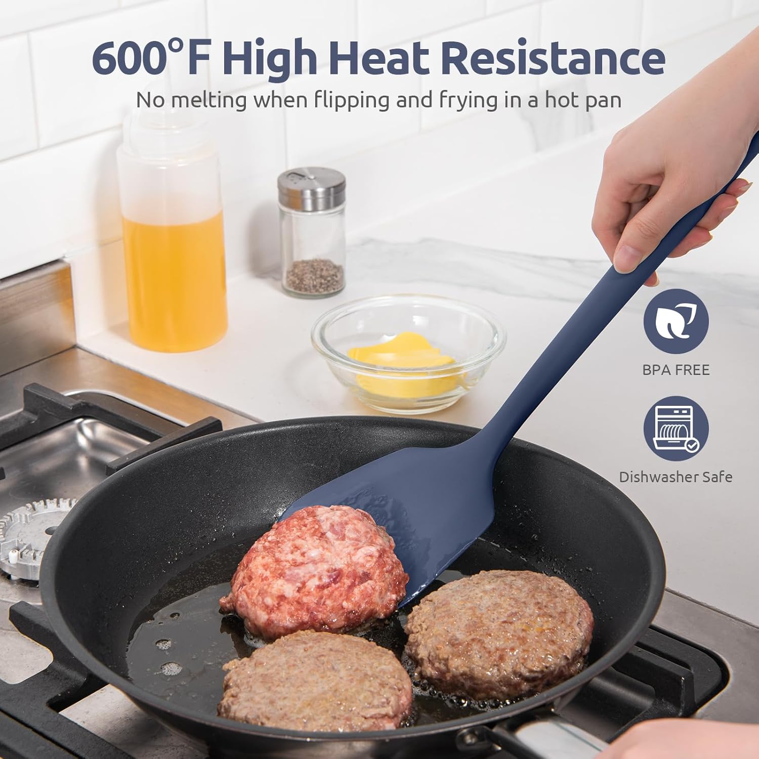 Espátula de silicona resistente al calor de 600  espátula de cocina sólida U-Taste de 13.6 pulgadas, sin BPA, utensilio de cocina flexible y fino