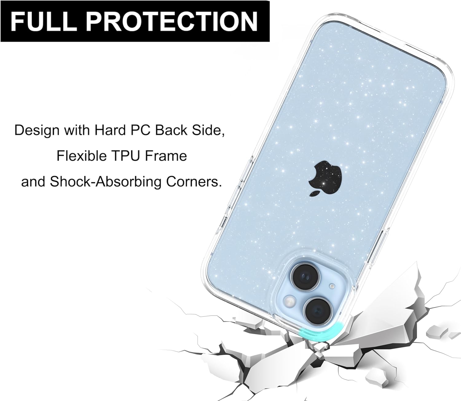 Funda para iPhone Xs Max, funda protectora con purpurina brillante a prueba de golpes para mujeres y niñas, 6.5 pulgadas, transparente con purpurina