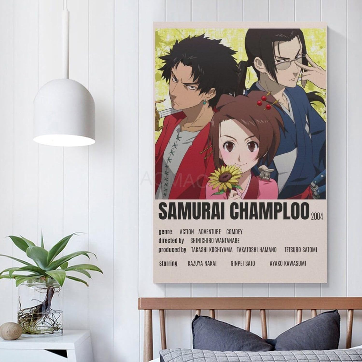 Samurai Champloo – Póster de animación (9) pintura en lienzo para decoración de dormitorio, sala de estar, 16 x 24 pulgadas (15.7 x 23.6 in), estilo