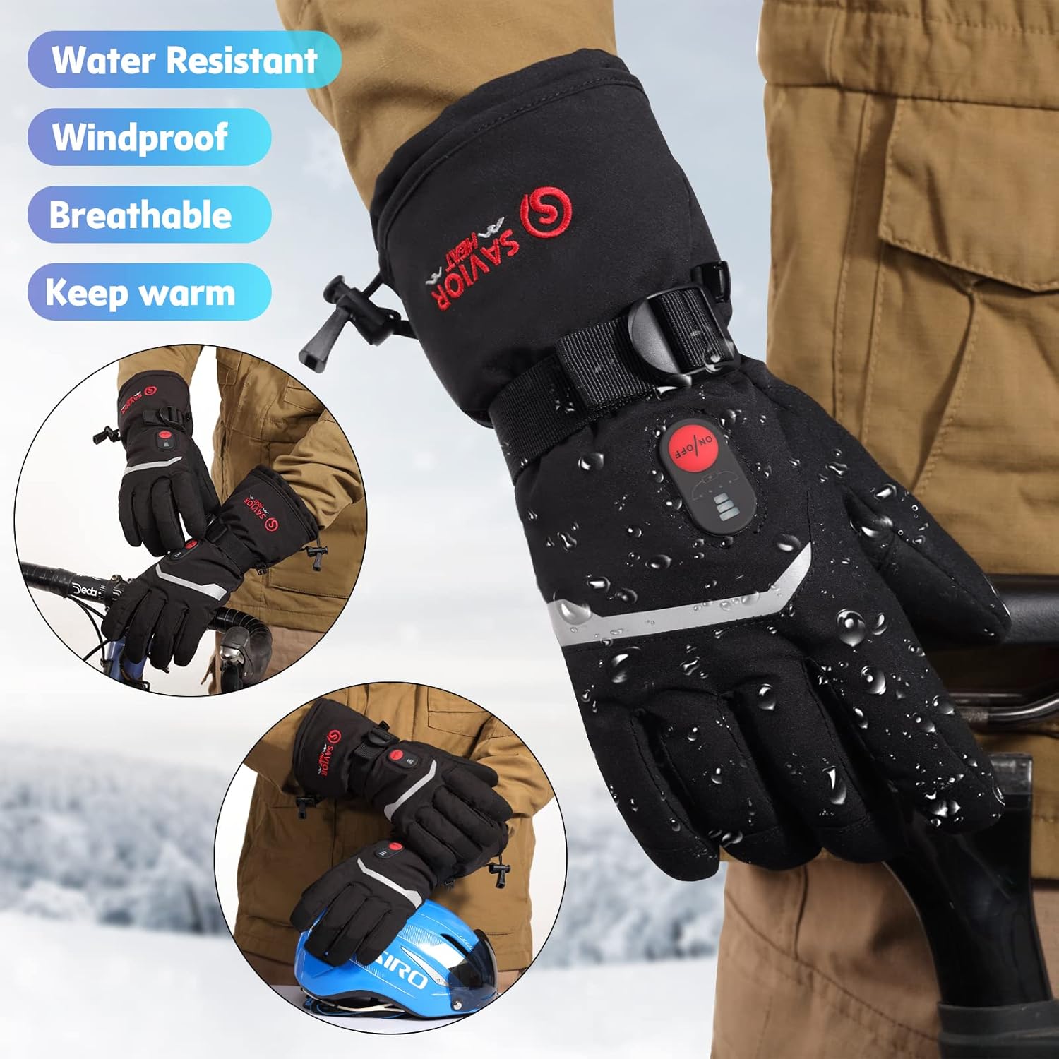 Savior Heat Guantes ed para hombres y mujeres, guantes eléctricos recargables con calefacción, adecuados para el trabajo al aire libre en invierno,