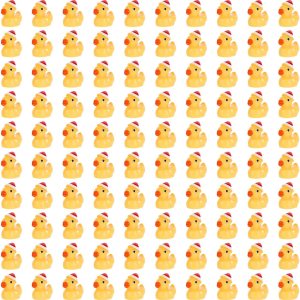 100 patos de resina de Navidad, mini patos de resina para decoración de pequeños patos con sombrero de Navidad, pequeño pato de resina en miniatura 100 patos de resina de Navidad, mini patos de resina para decoración de pequeños patos con sombrero de Navidad, pequeño pato de resina en miniatura