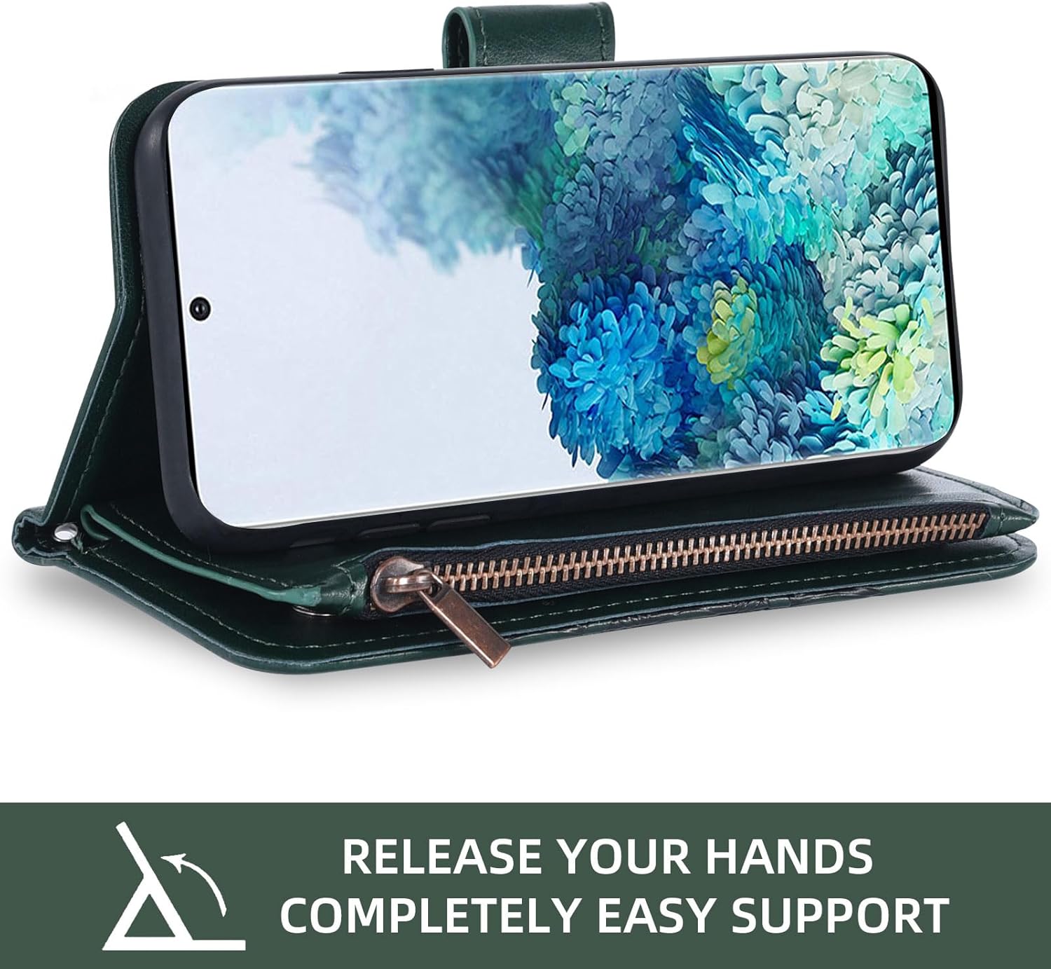 Asuwish Funda de teléfono para Samsung Galaxy S20 Plus S20+ 5G Funda tipo cartera con protector de pantalla de vidrio templado y tarjetero abatible,