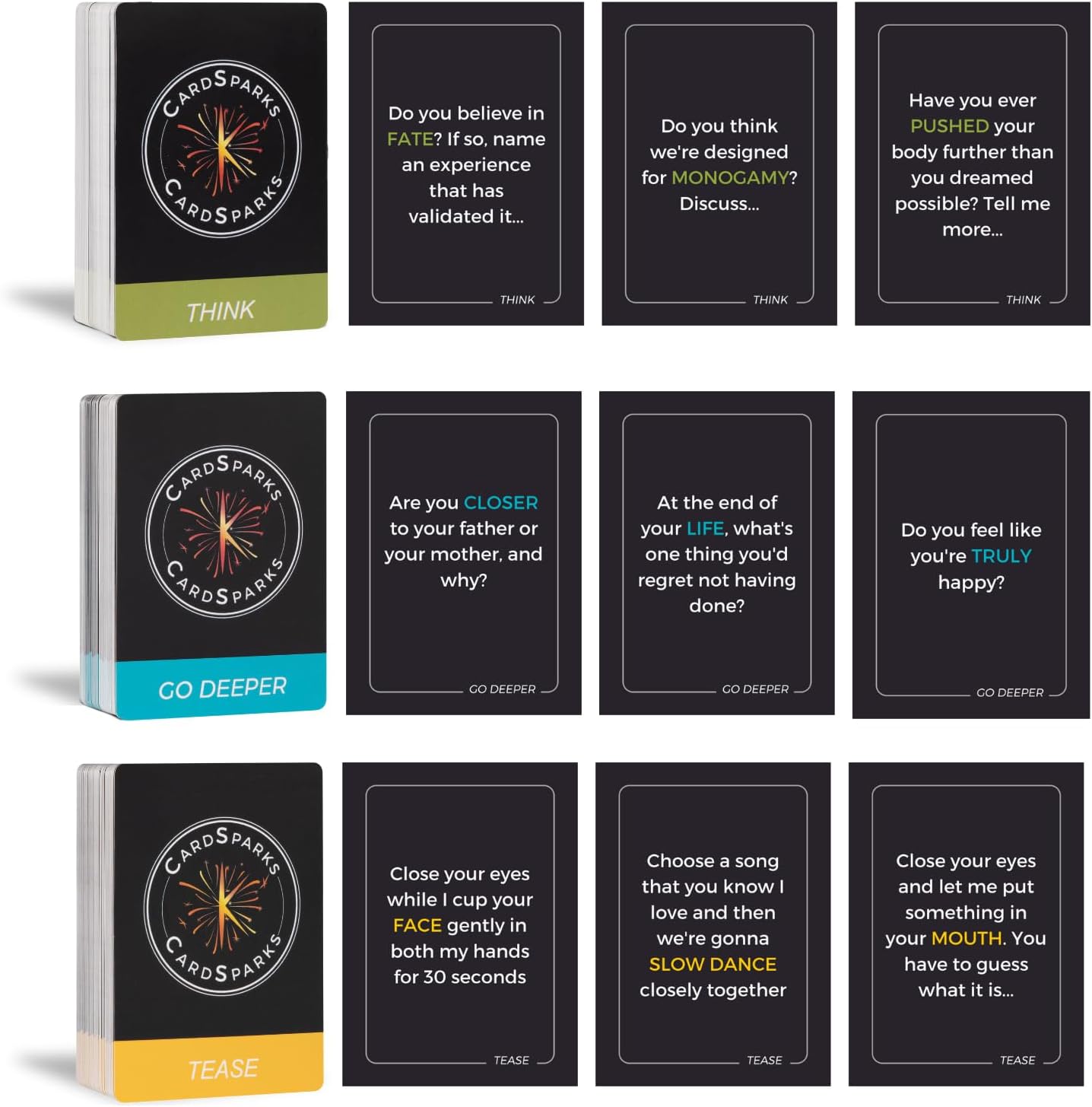 CardSparks! Tarjetas de conversación para parejas (x420) – Mejores relaciones y conexión más profunda – Juego de cartas de citas para adultos –