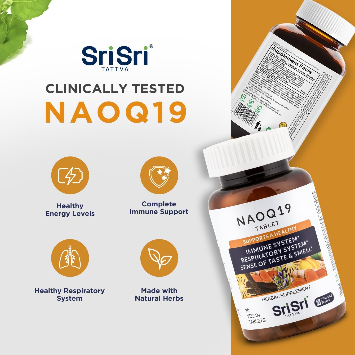 SRI SRI TATTVA Suplemento de inmunidad NAOQ19 con Ashwagandha, regaliz, andrographis, cúrcuma – Suplementos herbales ayurveda para apoyo
