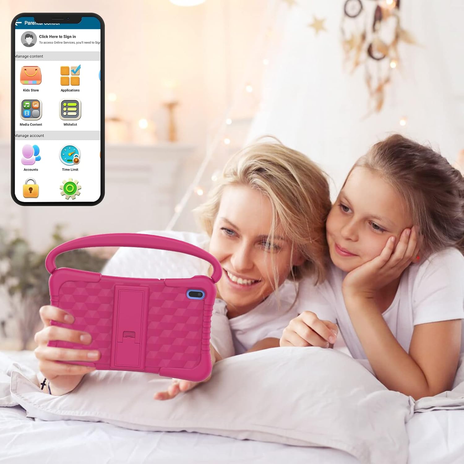 Tableta para niños de 7 pulgadas para niños con WiFi, doble cámara, tableta para niños pequeños de 32 GB, Android 11 con control parental, a prueba