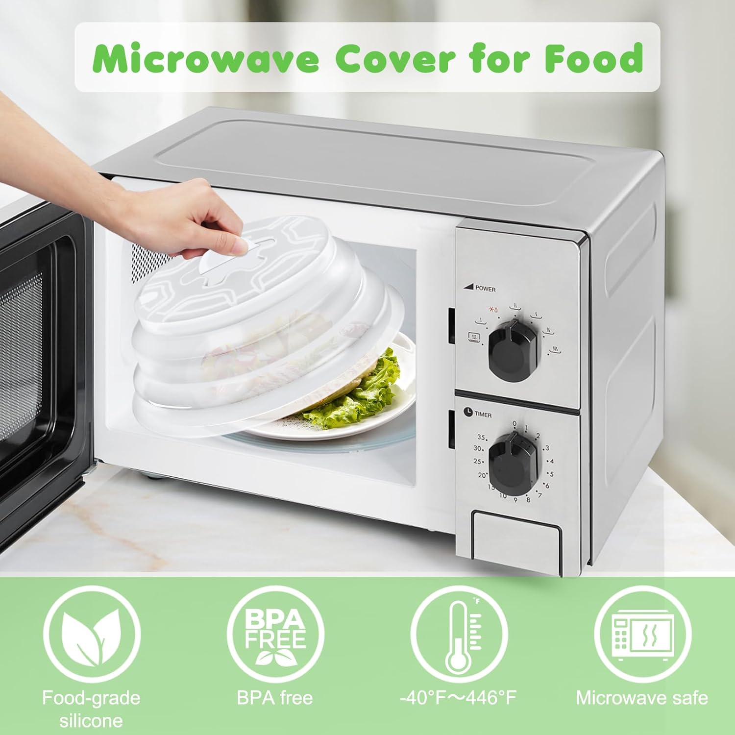 Homelove Cubierta grande para microondas para silicona de grado alimenticio, tapas plegables y resistentes al calor, cubierta de preservación