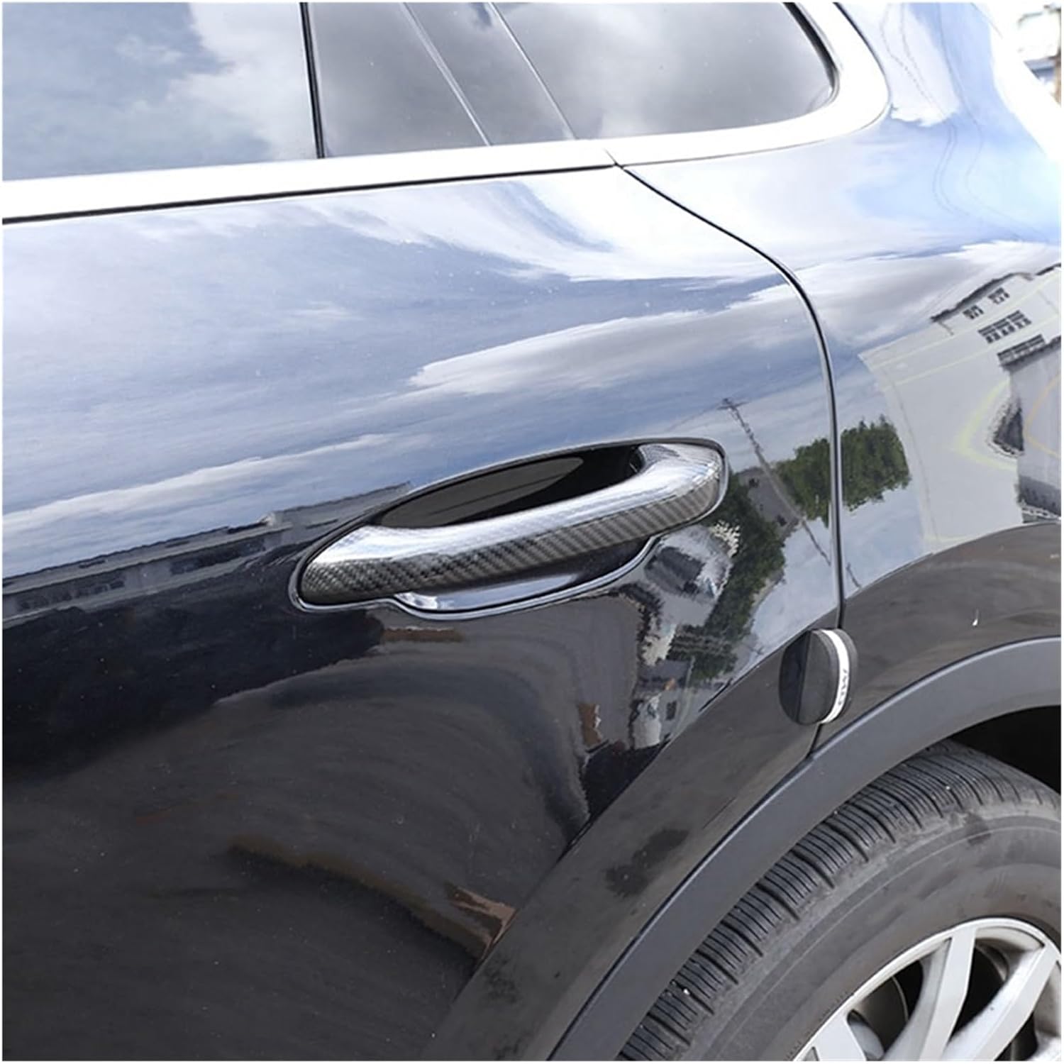 Compatible For Porsche Macan 2014-2023 Dry Carbon Fiber Car Exterior Door Handle Cover Trim Sticker Parts (Without Holes)