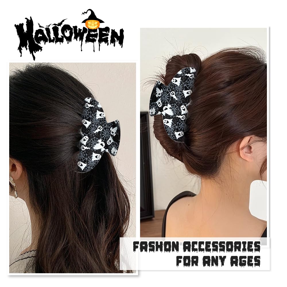 Pinzas para el cabello de Halloween, fantasma, antideslizantes, tela de araña, mueca negra, diseño exquisito, clips de garra, regalos de fiesta,
