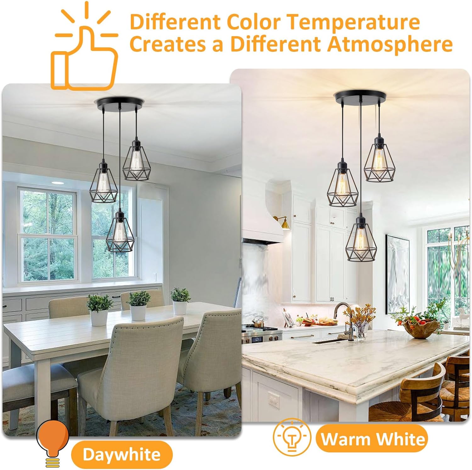 YXTH Lámpara colgante de 3 luces, iluminación colgante colgante de granja, lámpara colgante de isla de cocina industrial ajustable, lámpara de techo