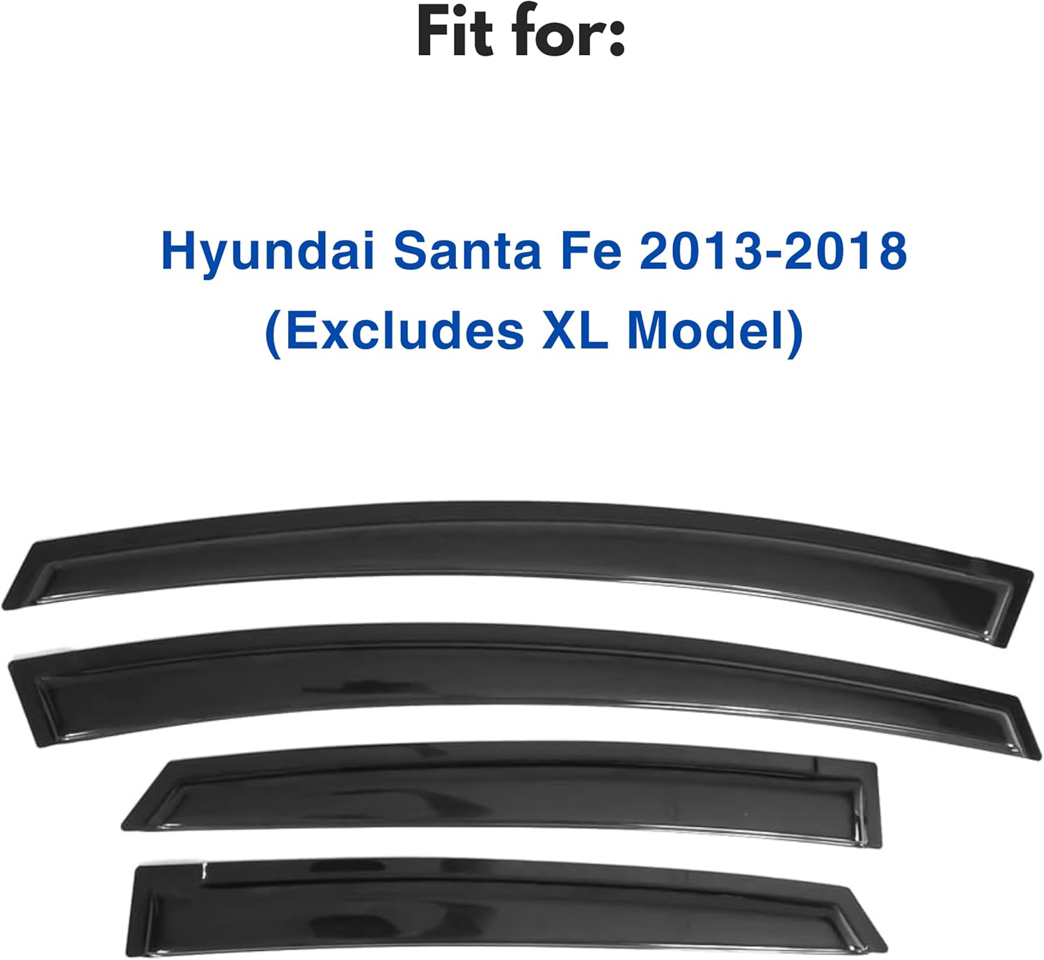 Visor de ventana compatible con Hyundai Santa Fe 2013-2018, protector contra la lluvia, extraduradero, deflector de ventana de ventilación lateral,