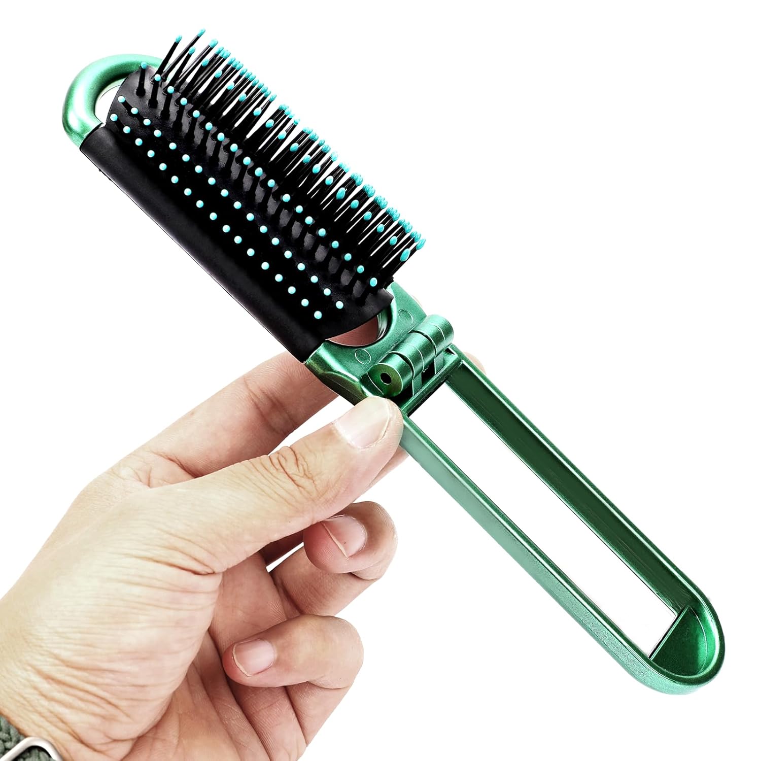Mini cepillo de pelo, 2 piezas de cepillo plegable para el pelo, cepillo de pelo compacto con espejo para mujeres y niñas, peine de masaje de