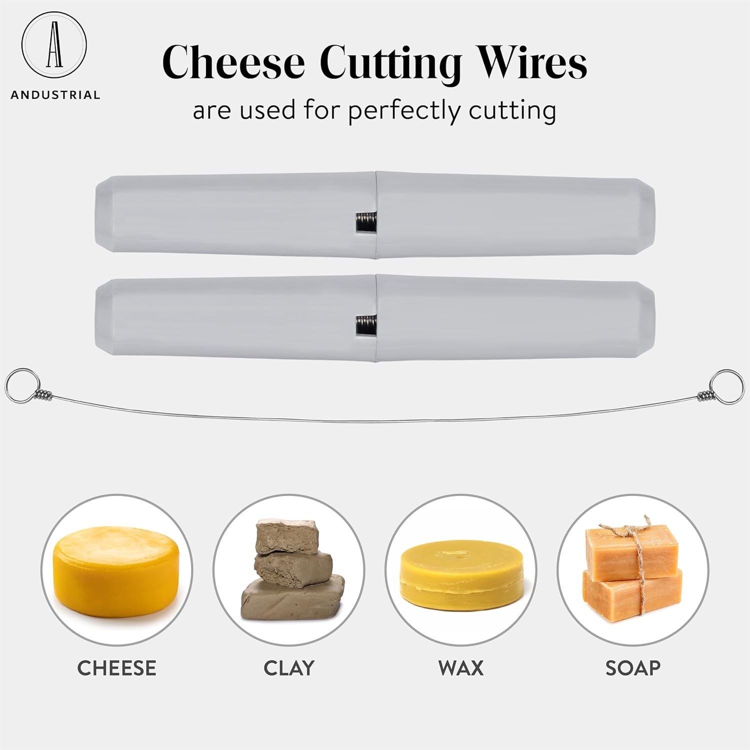 ANDUSTRIAL Alambres de repuesto para cortar queso de acero inoxidable para queso suave y duro, fácil de usar y limpiar, 3 cables de 24 pulgadas + 1
