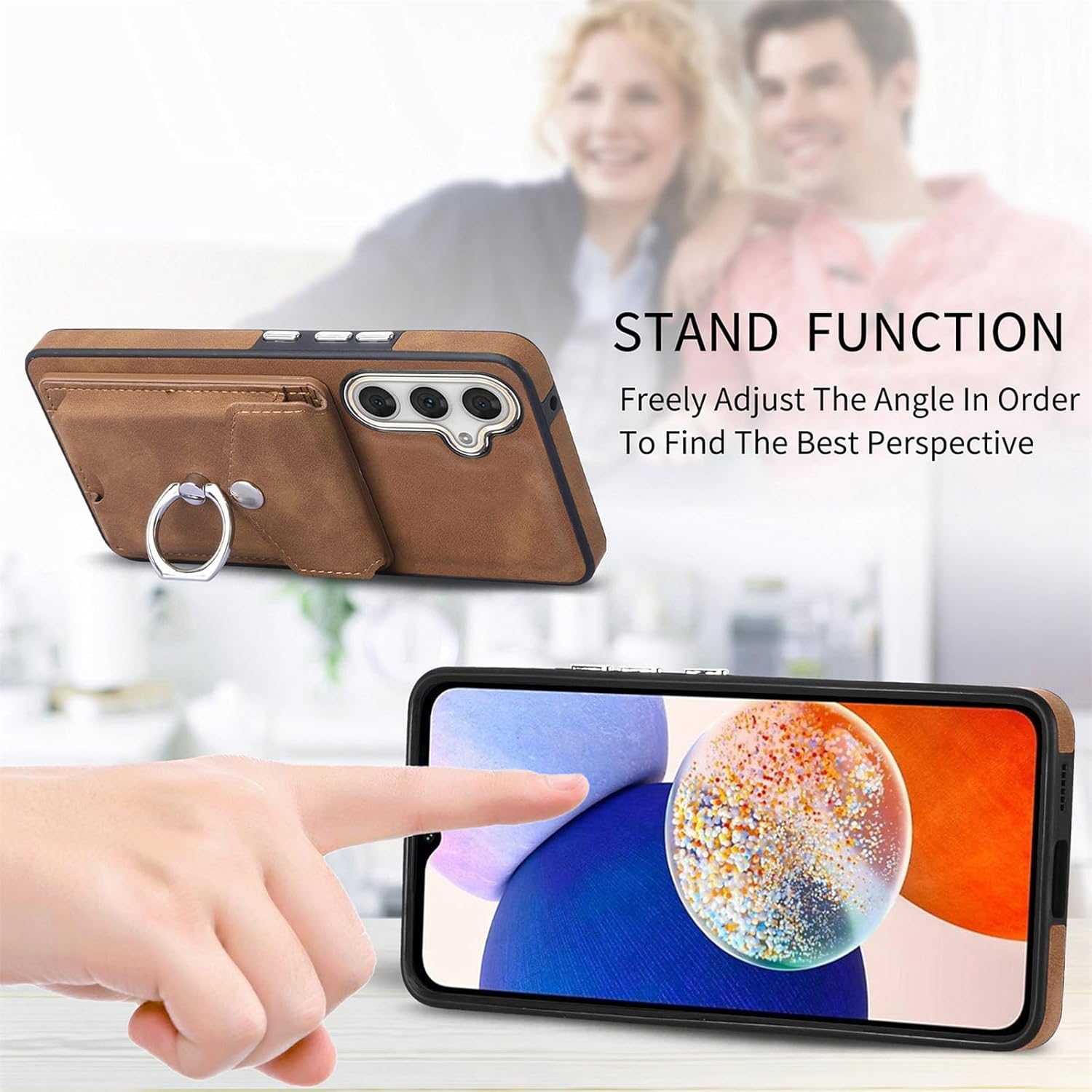 Asuwish Funda tipo cartera compatible con Samsung Galaxy A14M14 5G y protector de pantalla de vidrio templado, soporte para tarjetas, soporte