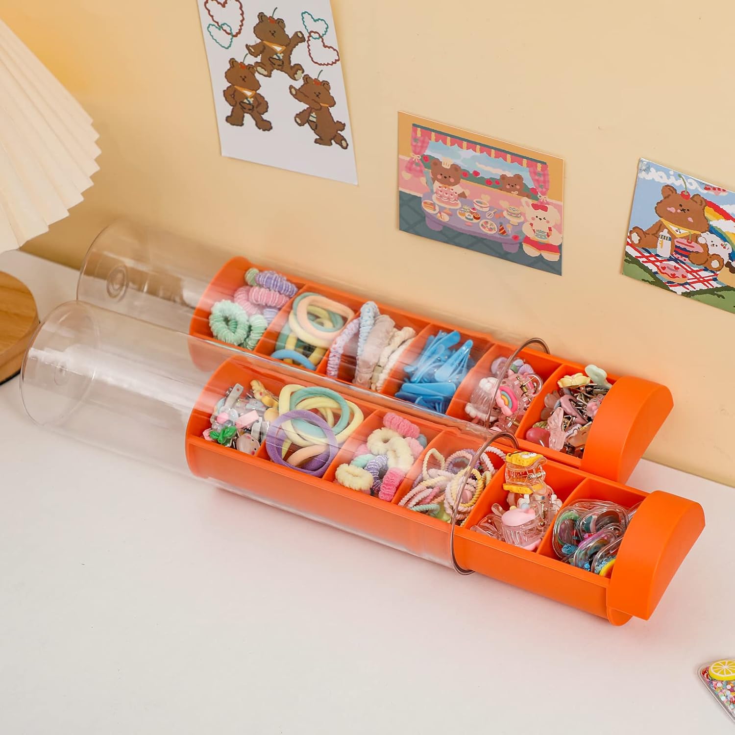 FABROK Soporte portátil de plástico para coletero con 6 compartimentos, organizador de cajones multifunción y caja de almacenamiento para