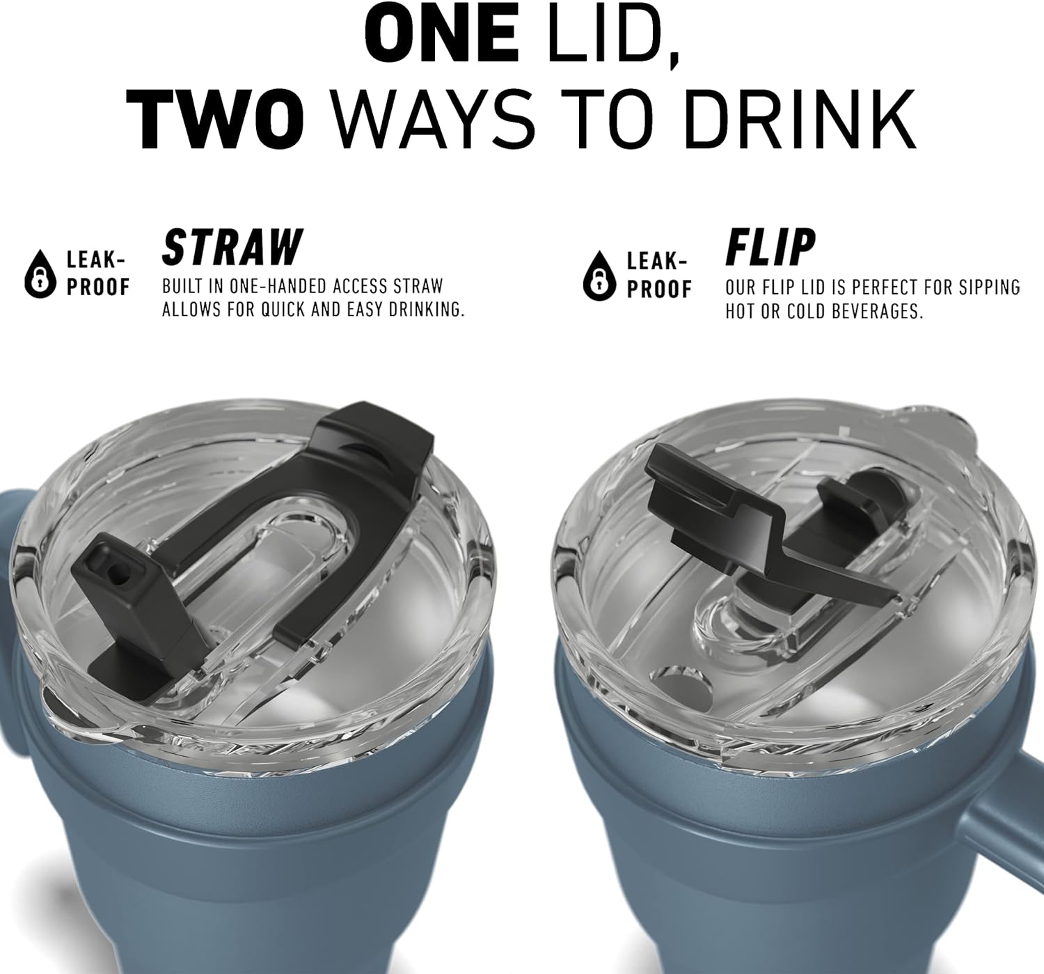 Hydrapeak Tapa de repuesto para vaso Roadster de 40 onzas con asa con 2 popotes adicionales (negro)