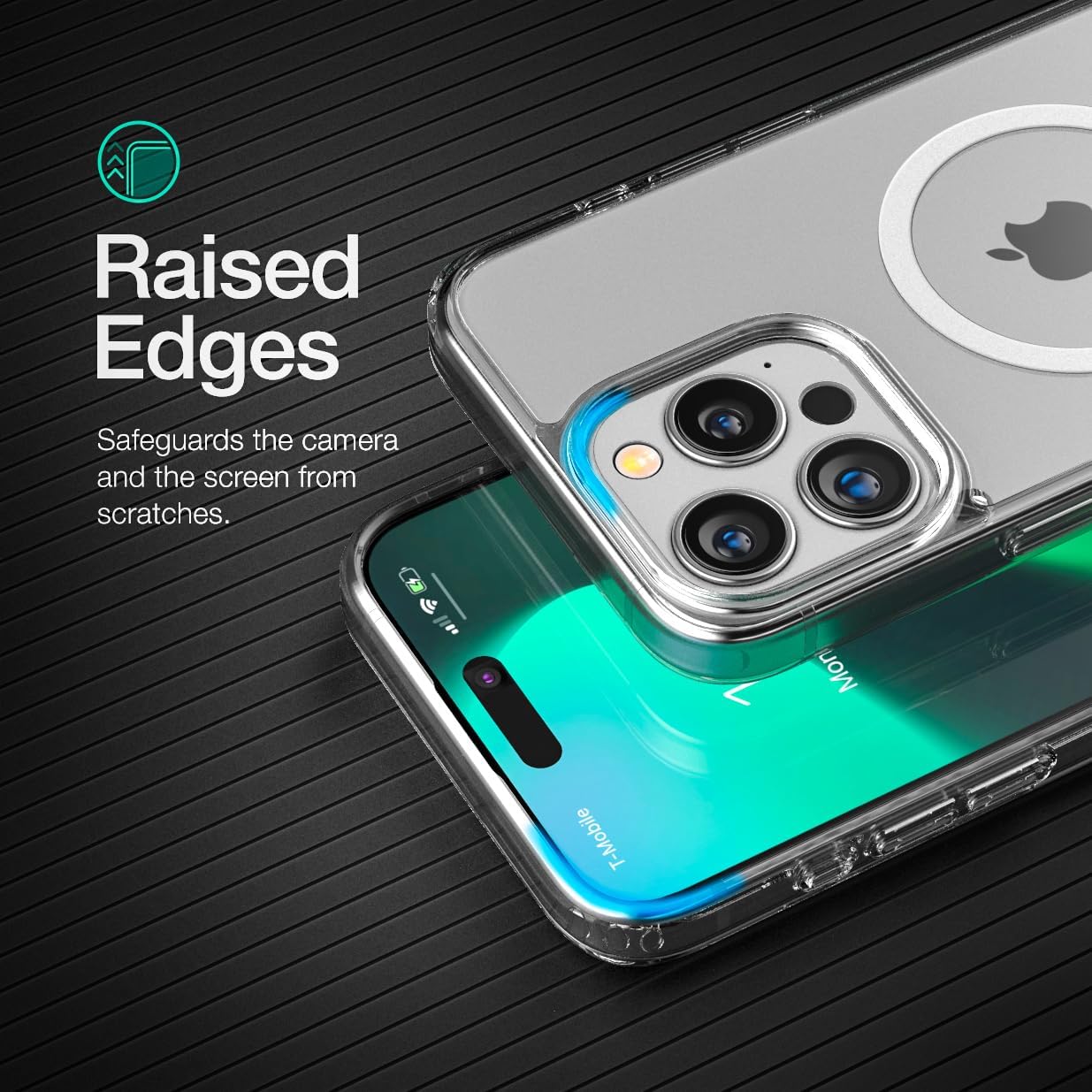 Encased Funda de privacidad, diseñada para iPhone 15 Pro (2023), funda transparente delgada con protector de pantalla antiespía, vidrio templado 9H