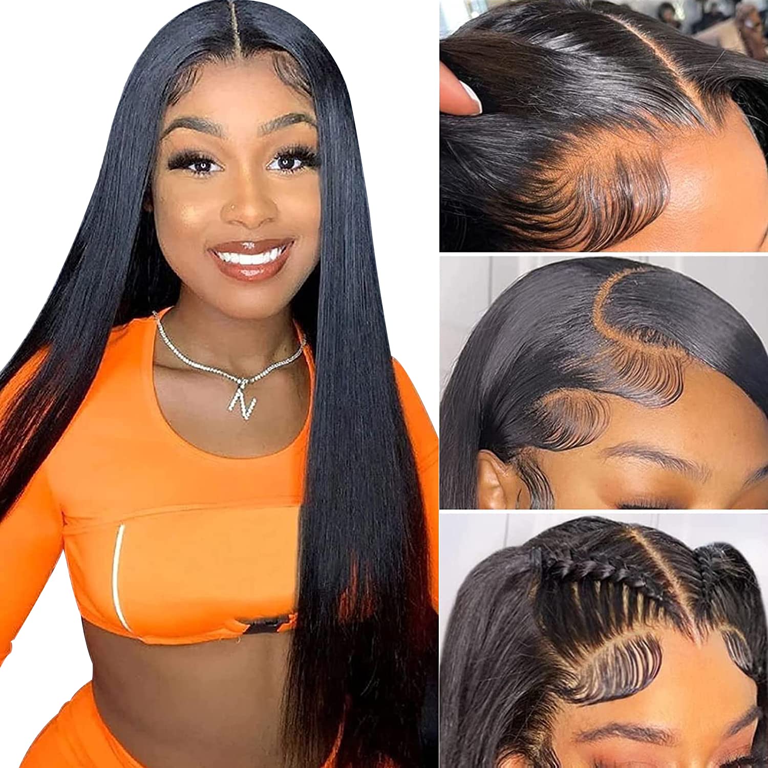 20 Inch 13×4 Lace Front Wigs Human Hair Straight HD Transparent Lace Front Wig Human Hair Pre Plucked 150% Density Brazilian Virgin Lace Frontal