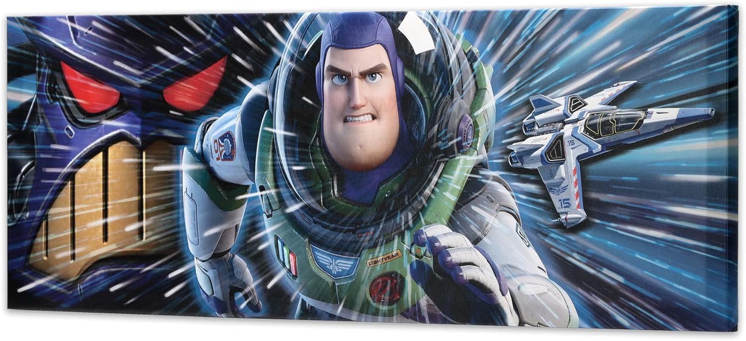 Open Road Brands Disney Pixar Lightyear and Zurg Gallery – Lienzo decorativo para pared, diseño de Buzz Lightyear grande para dormitorio infantil o