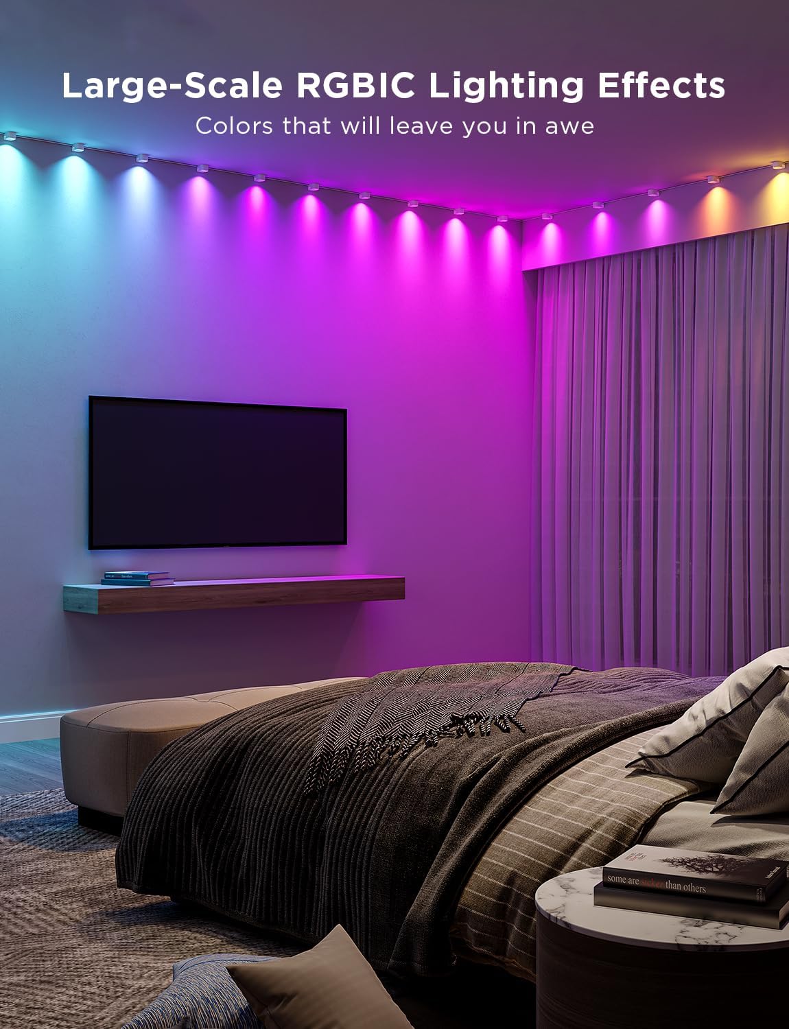 Govee RGBIC – Tira de luces LED inteligentes que funciona con Alexa, lámpara de pared interior que cambia de color para fiestas, Año Nuevo y diario,