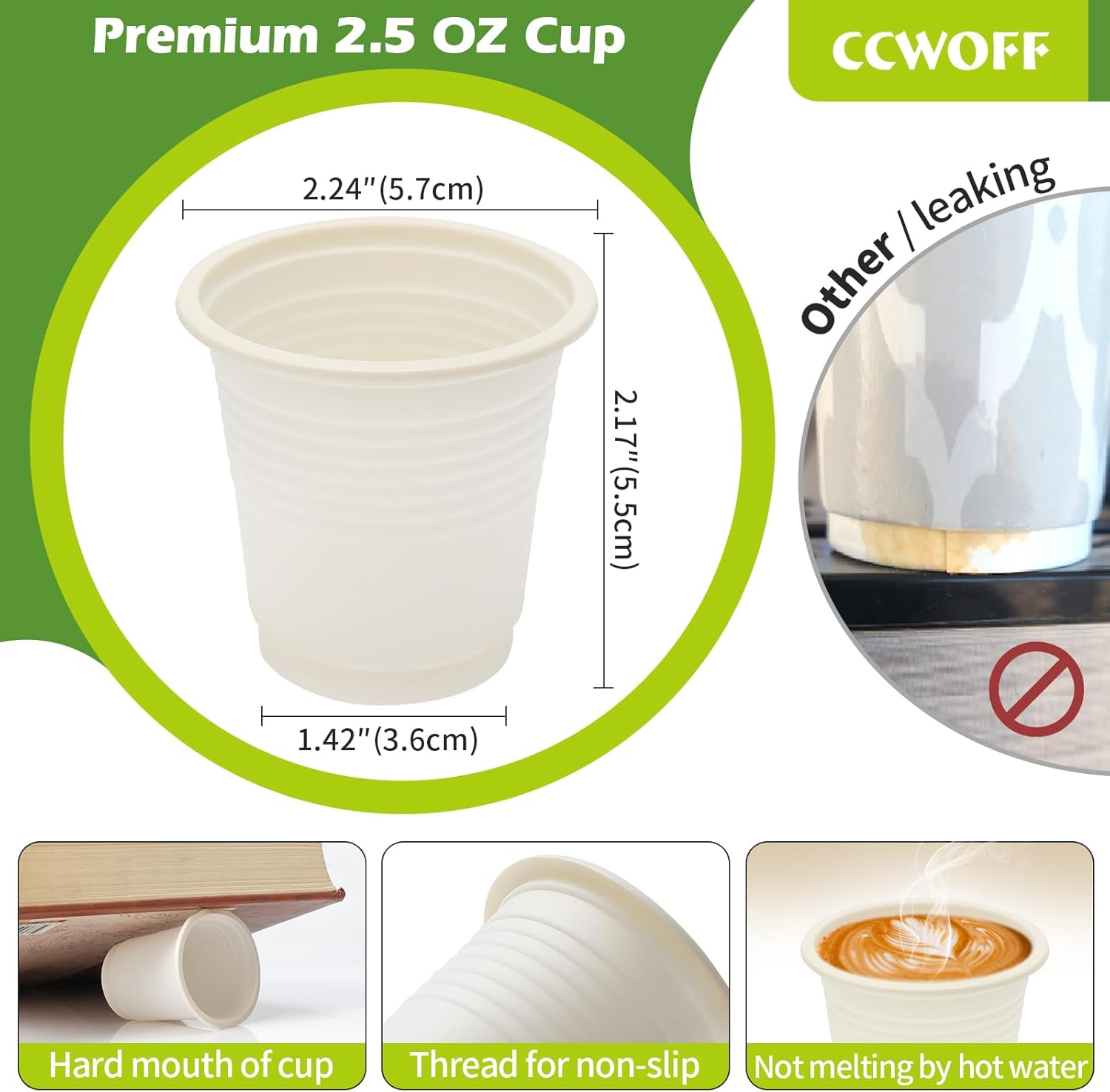 Vasos de baño de 3 onzas 100% compostables, biodegradables, ecológicas, tazas para enjuague bucal para enjuagar la boca, vasos desechables para