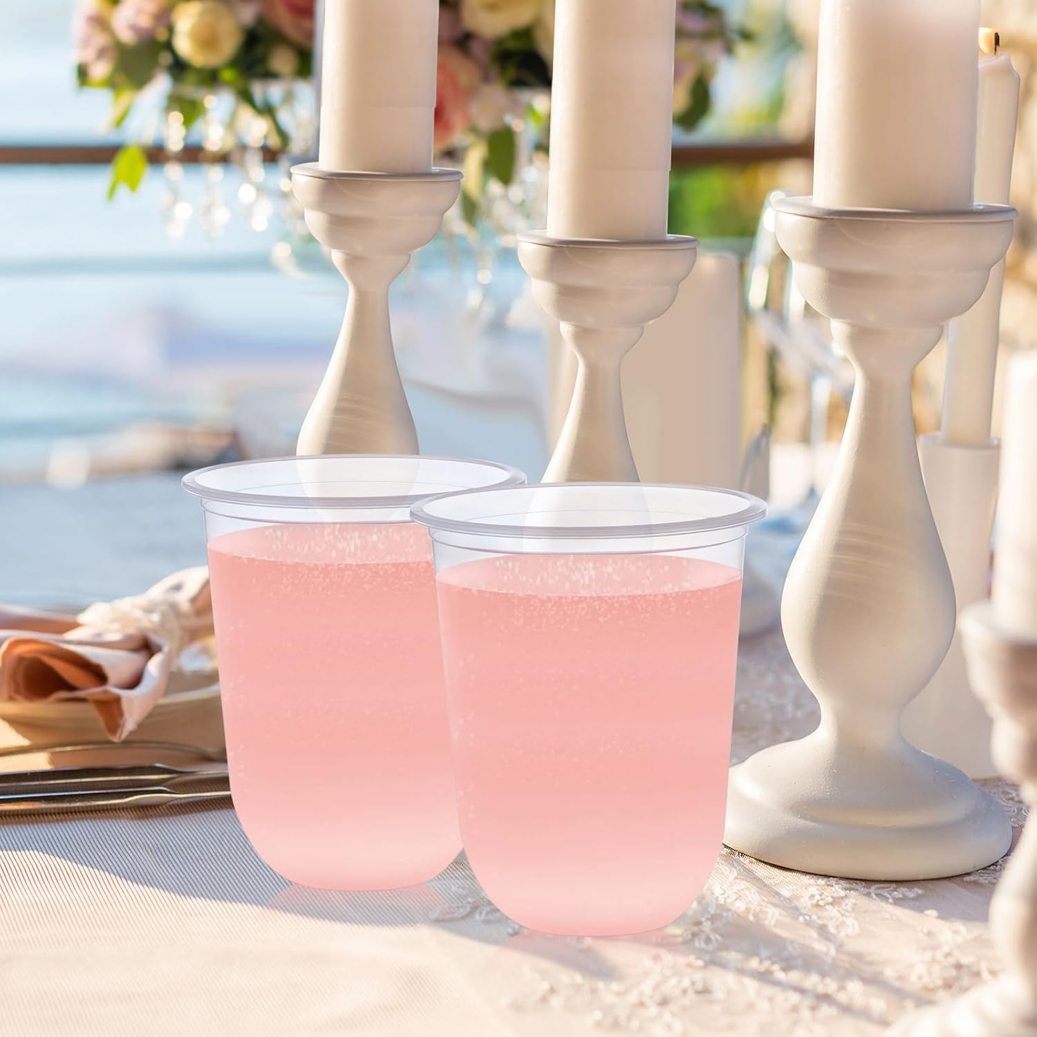 Ziliny 100 copas de vino de plástico sin tallo, desechables, de plástico transparente, para fiestas, bodas, cumpleaños, cócteles (16 onzas)