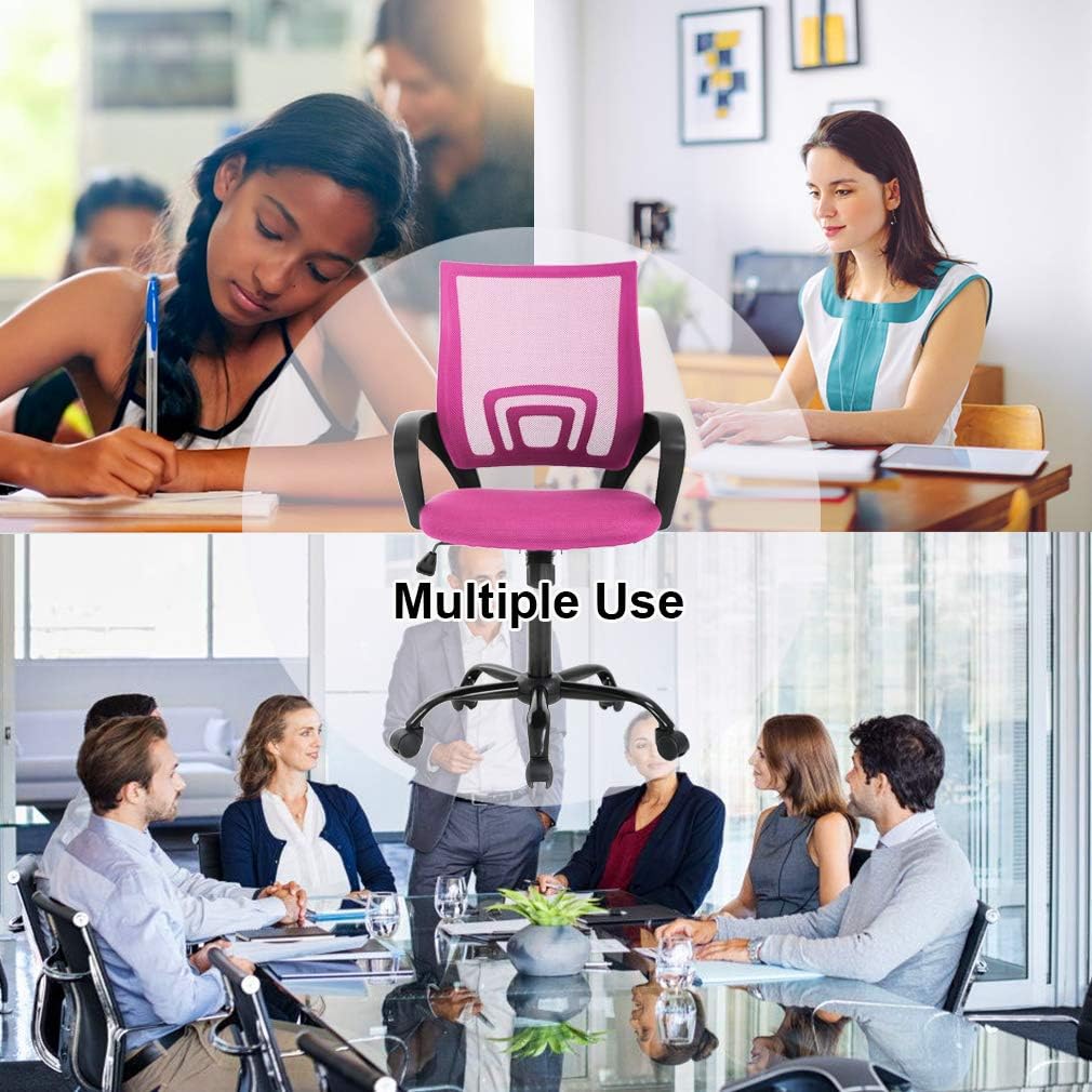 Silla de escritorio de malla, silla de oficina ergonómica, silla de computadora con soporte lumbar y reposabrazos, silla de escritorio ajustable