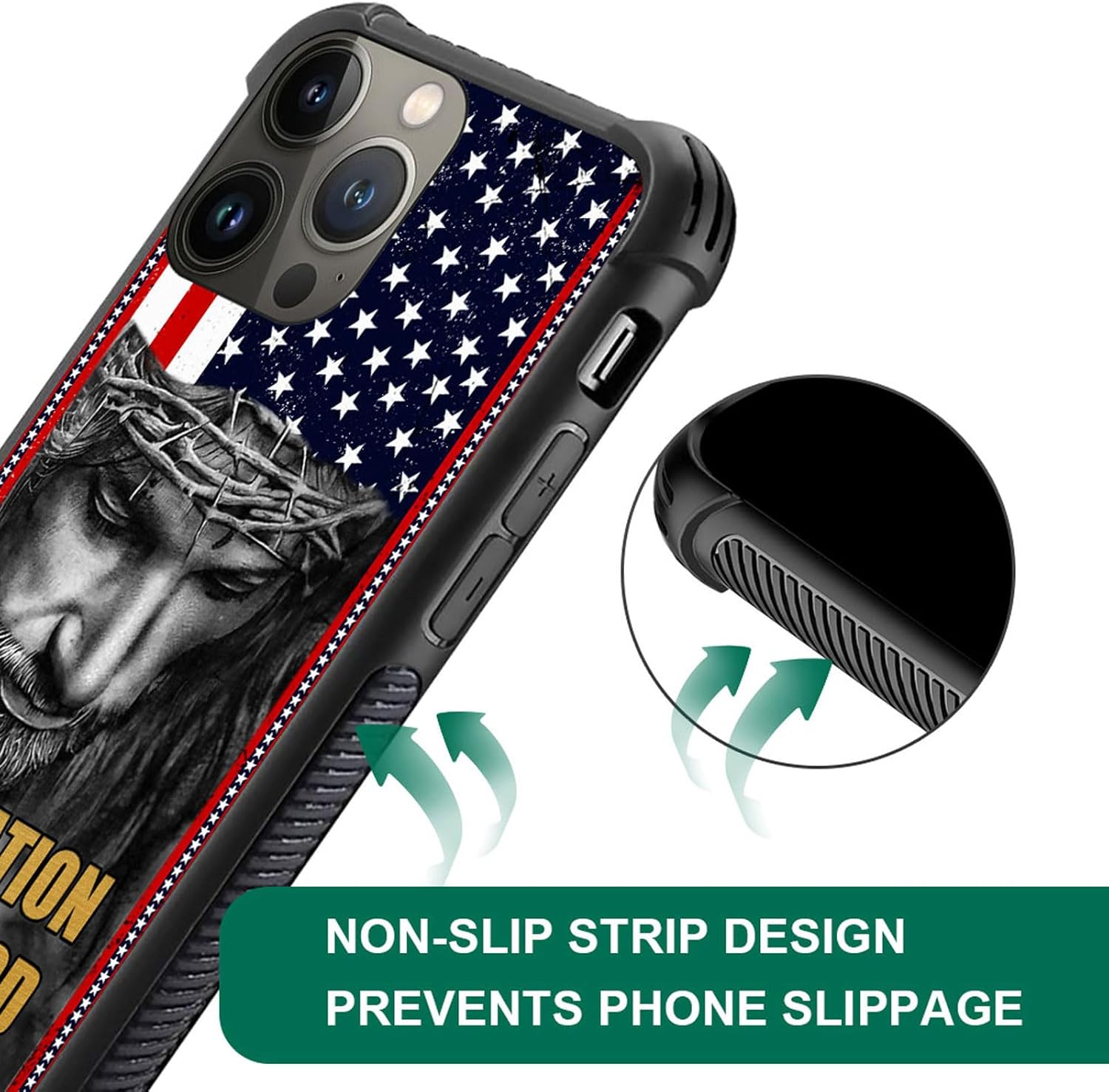DAIZAG Funda compatible con iPhone 15 Pro Max Christian Jesus American Flag Bible Phone Case a prueba de golpes suave funda para teléfono para niños