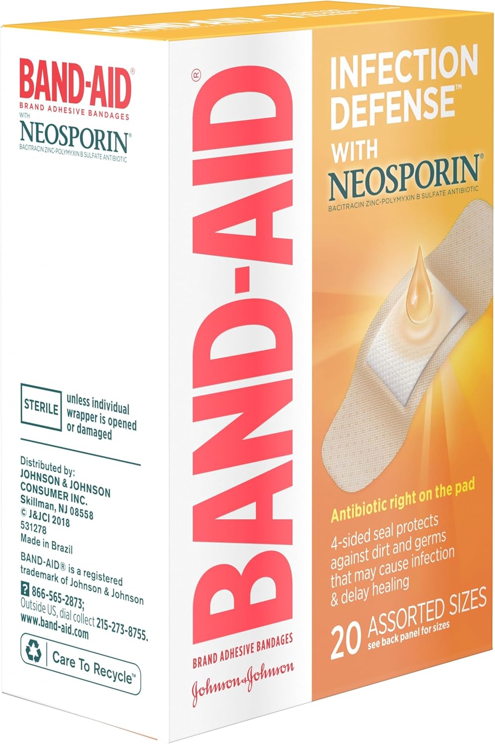 Band-Aid Vendajes de marca con ungüento antibiótico de neosporina, tamaños surtidos, 20 unidades (paquete de 6)