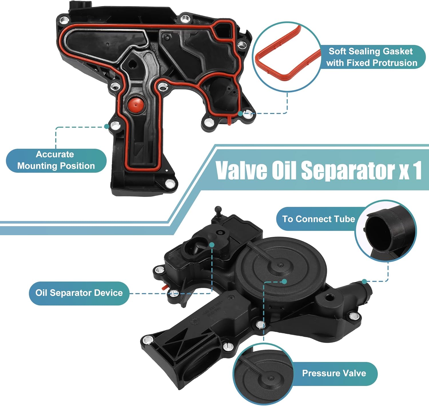 X AUTOHAUX PCV válvula motor cárter ventilación separador aceite manguera respiradero tubo kit 06H103495AH para VW Beetle CC Jetta GTI Passat Tiguan